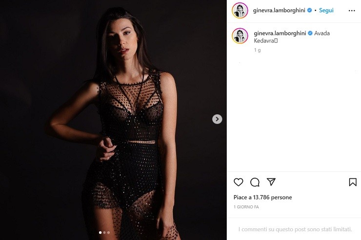 Ginevra Lamborghini, vestitino trasparente da urlo