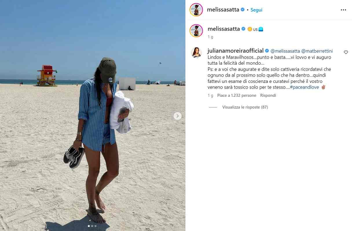 Melissa Satta e Berrettini: ecco Juliana Moreira