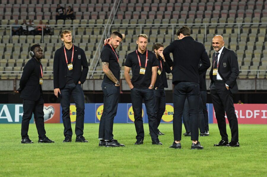 Spalletti coi giocatori della Nazionale