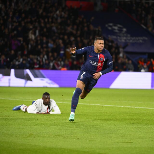 Mbappé, esultanza PSG-Milan
