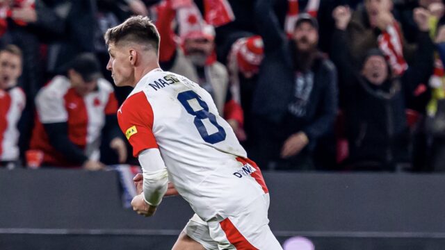 L’esultanza del ceco Masopust in Slavia Praga-Roma