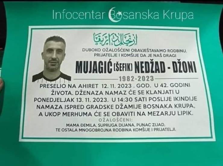 Calcio in lutto per la tragica morte di Nedzad Mujagic