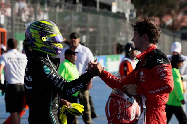 la reazione di Leclerc all'ingaggio di Hamilton