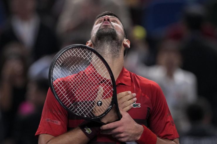 Novak Djokovic dopo una vittoria