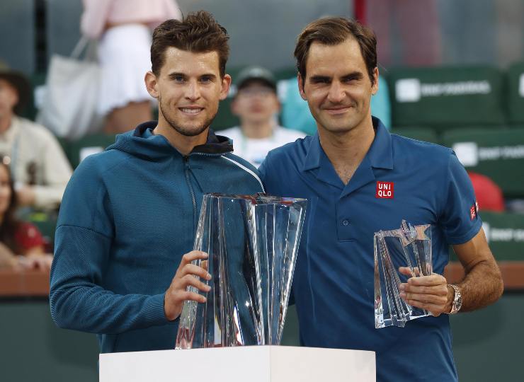 Thiem e Federer dopo un match