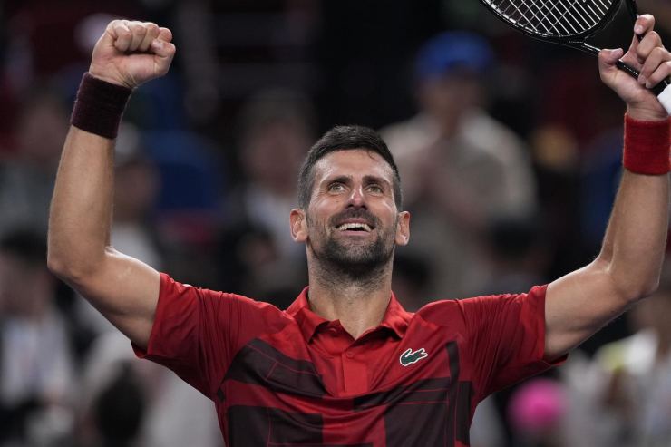 Novak Djokovic festeggia una vittoria