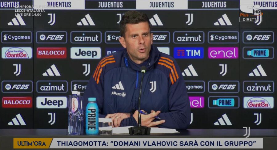 Thiago Motta, allenatore della Juventus, in conferenza stampa