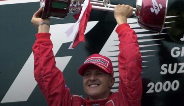 Schumacher festeggia il titolo mondiale del 2000 (Ferrari)