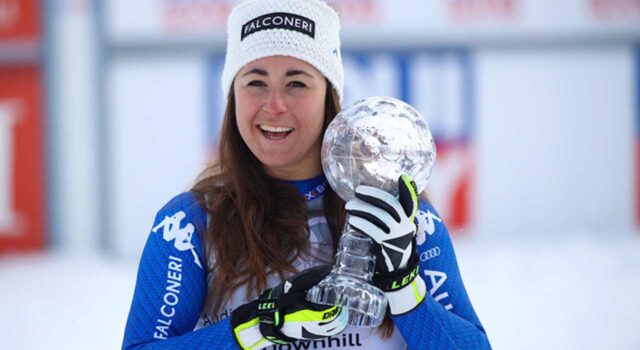 Sofia Goggia festeggia la Coppa del Mondo (CONI)