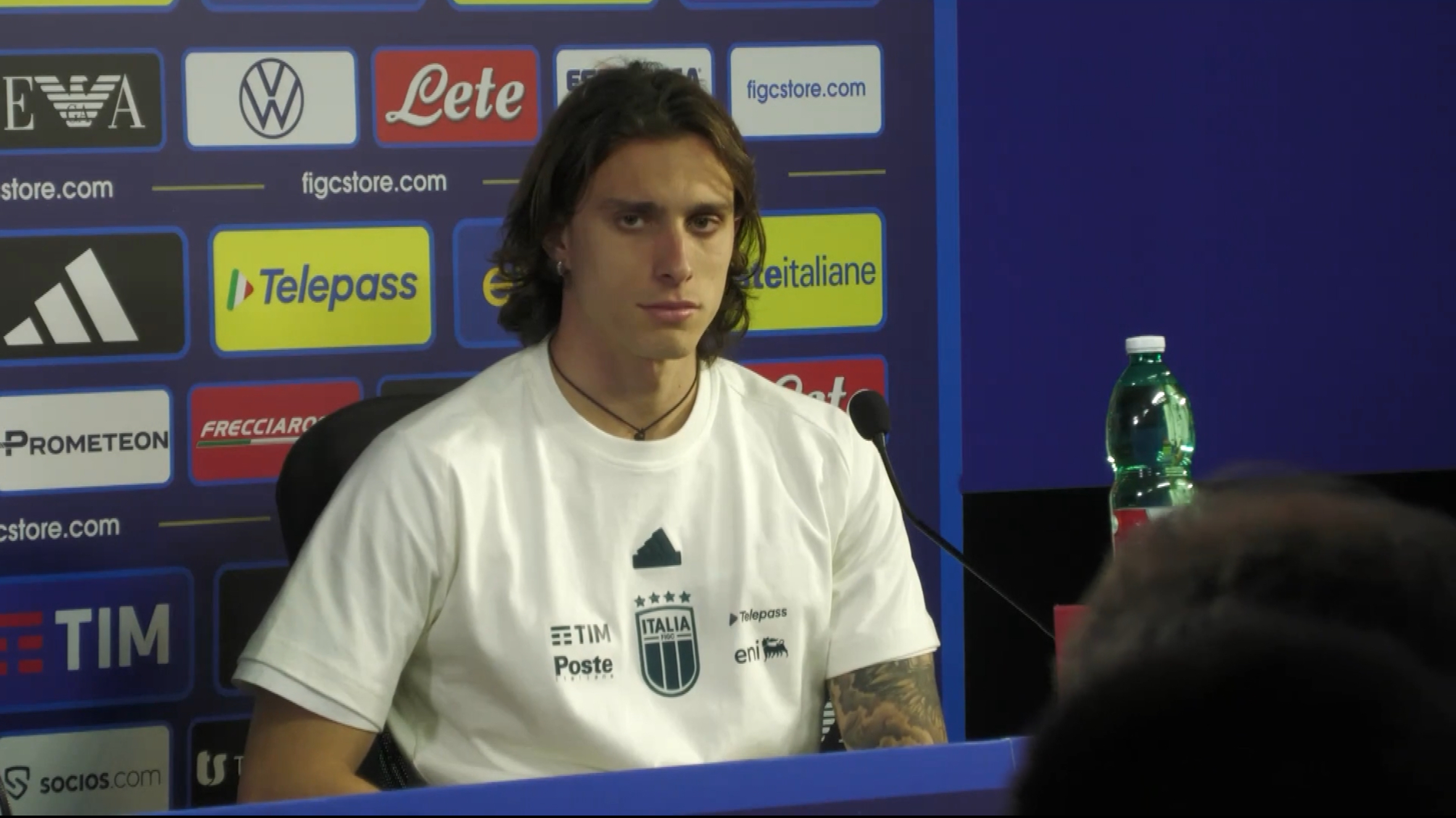 Riccardo Calafiori nella conferenza stampa pre Italia-Germania