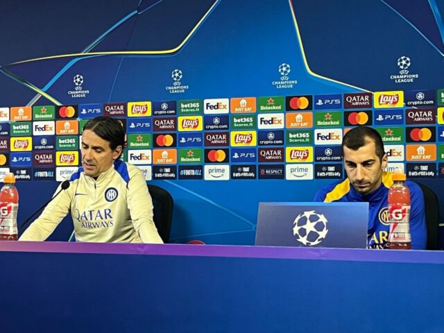 Inzaghi e Mkhitaryan, conferenza stampa Champions League
