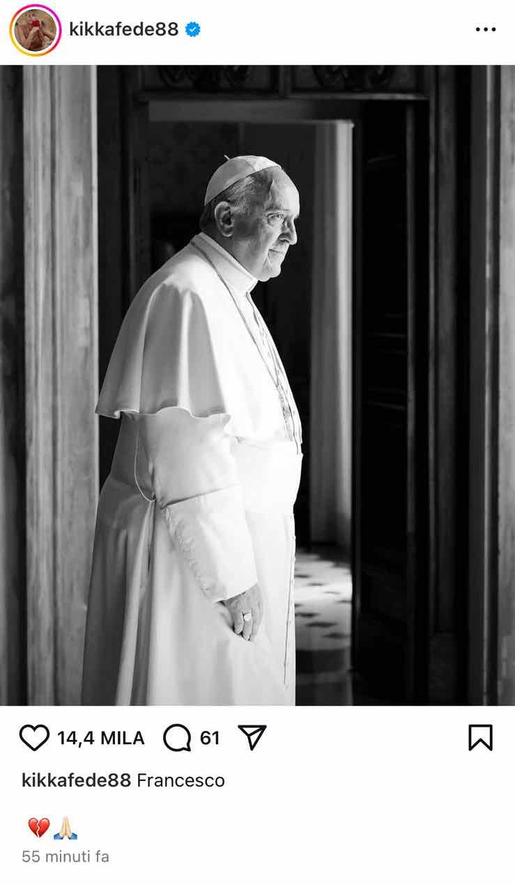 Il post di Federica Pellegrini su Papa Francesco