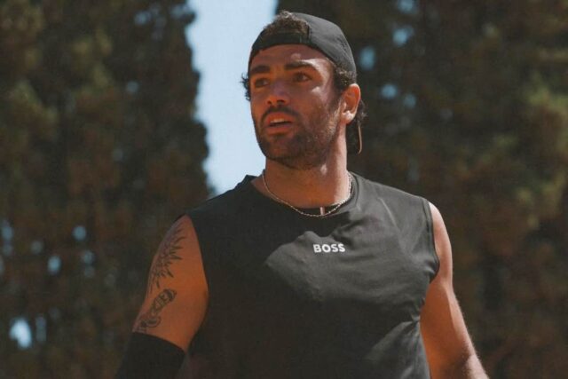 Matteo Berrettini durante l'allenamento