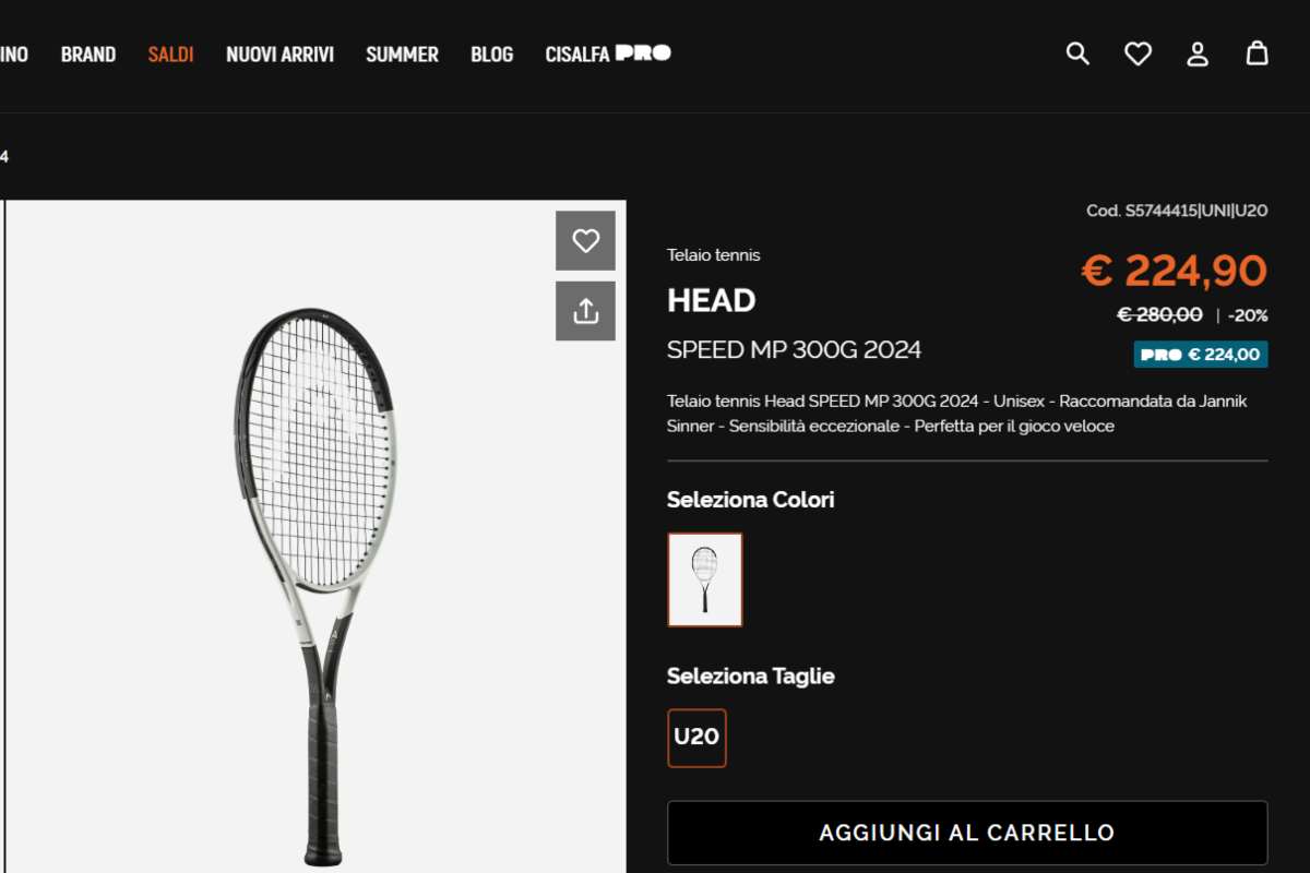 Sinner racchetta prezzo