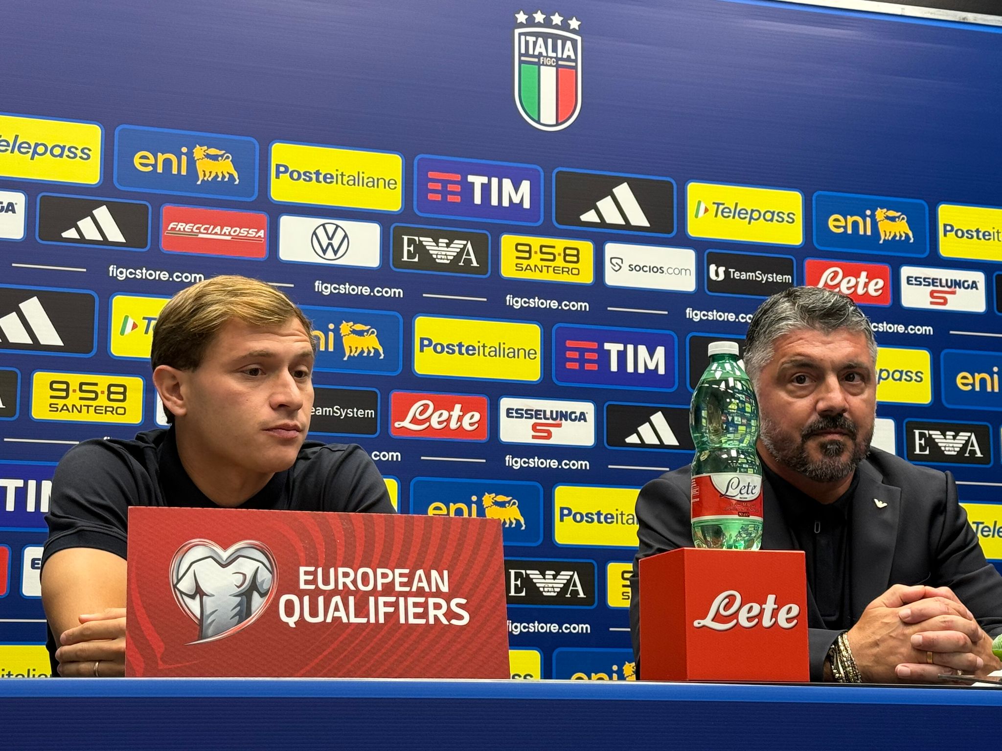 Barella e Gattuso in conferenza stampa con la Nazionale