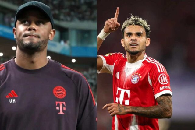 Vincent Kompany (a sinistra) e Luis Diaz (a destra): allenatore e attaccante del Bayern Monaco