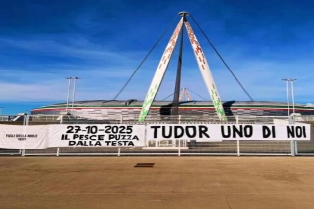 Esonero Tudor, la Curva della Juve mostra il disappunto con uno striscione