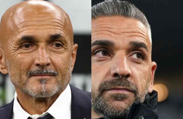 A sinistra Luciano Spalletti (allenatore Juventus), a destra Rui Borges (tecnico Sporting Lisbona)