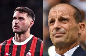 Santiago Gimenez, calciatore del Milan, e Massimiliano Allegri, tecnico dei rossoneri