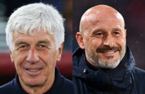 Gian Piero Gasperini (allenatore Roma) e Vincenzo Italiano (tecnico Bologna)