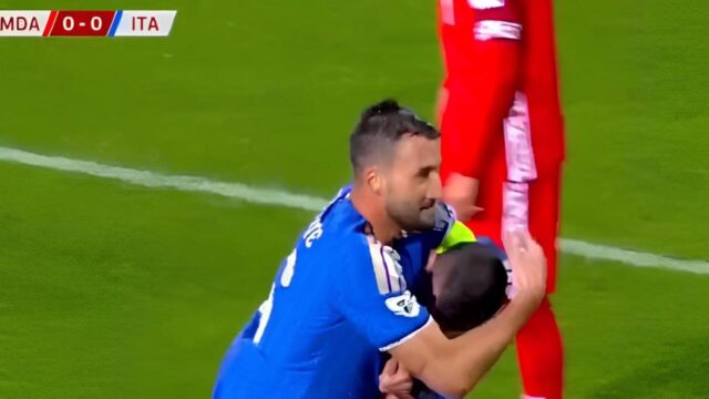 Cristante e Mancini esultano per il vantaggio dell'Italia