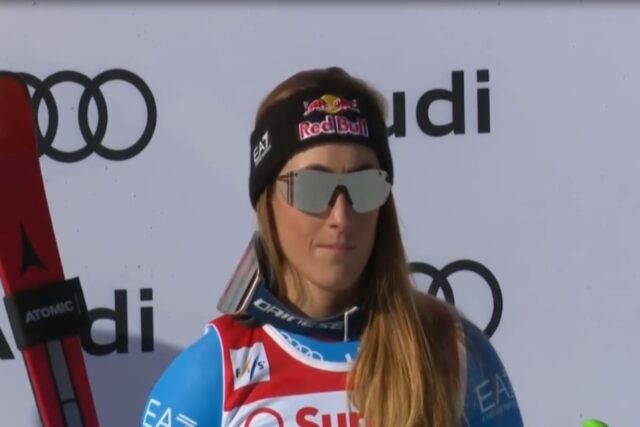 Sofia Goggia sul podio a St. Moritz