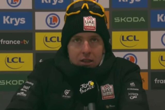 Tadej Pogacar in conferenza stampa