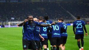 L'esultanza di Thuram in Inter-Bologna