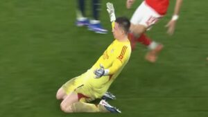 L’esultanza di Trubin per il gol al Real Madrid