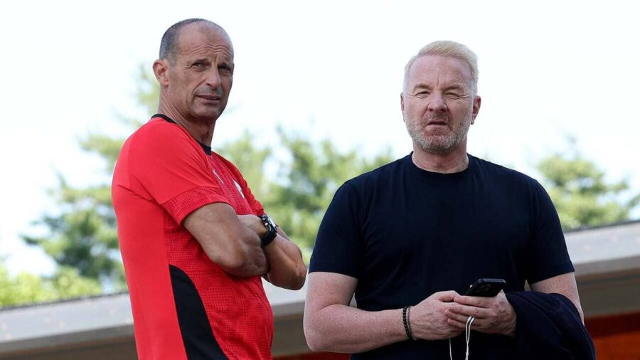 Max Allegri, allenatore del Milan, con il ds Igli Tare