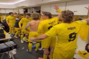 La festa del Bodo/Glimt dopo la vittoria sull'Inter