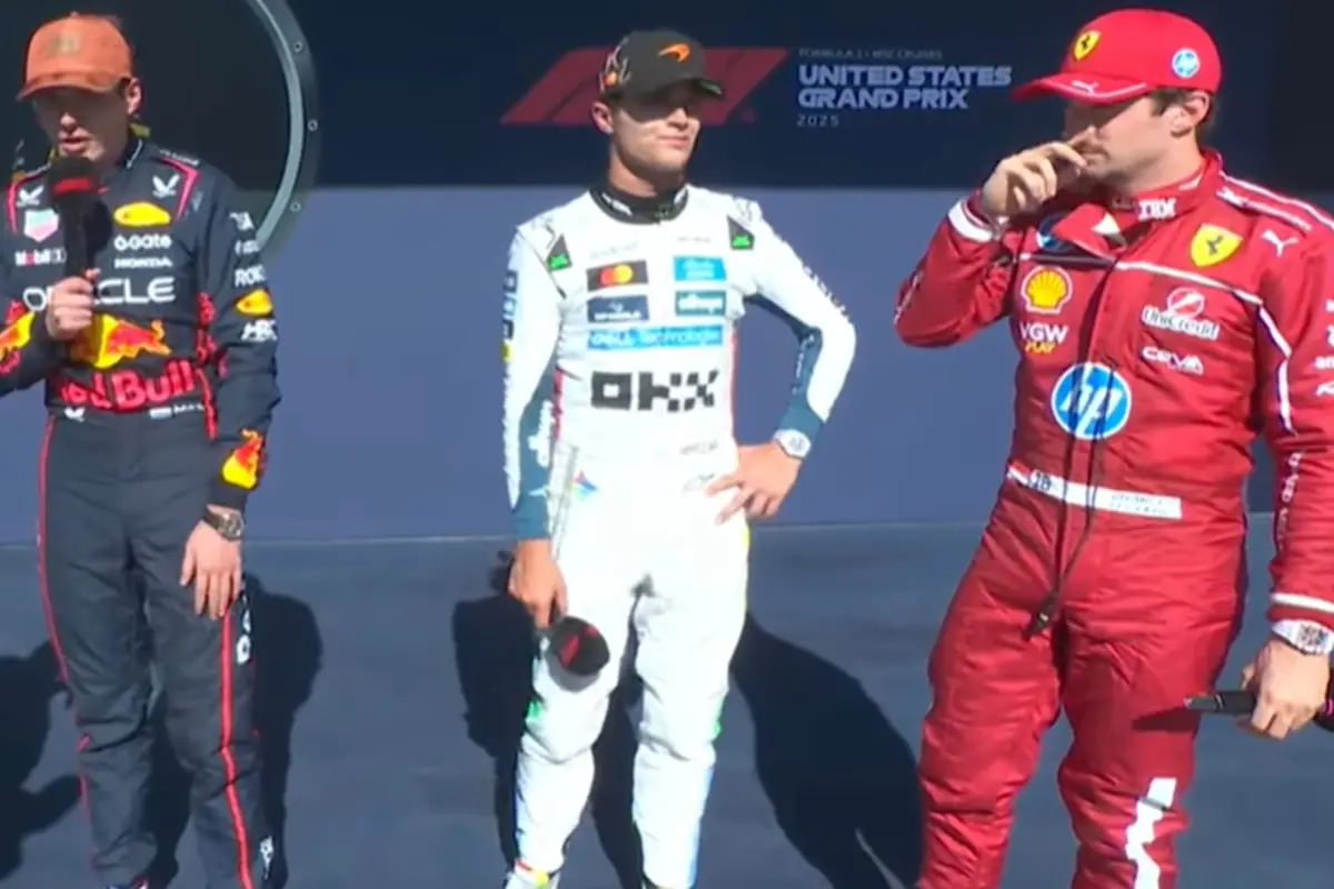 Verstappen, Norris e Leclerc dopo una gara