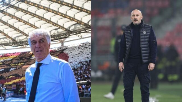 Gian Piero Gasperini e Vincenzo Italiano, allenatori di Roma e Bologna, impegnate in Europa League