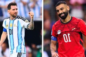 Lionel Messi e Mohamed Salah